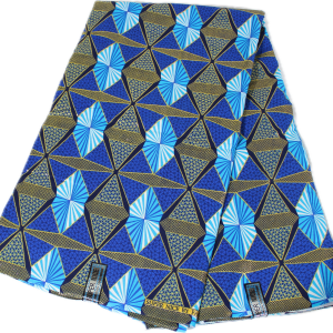 Wax pailleté au mètre - Géométrie - Bleu/Or