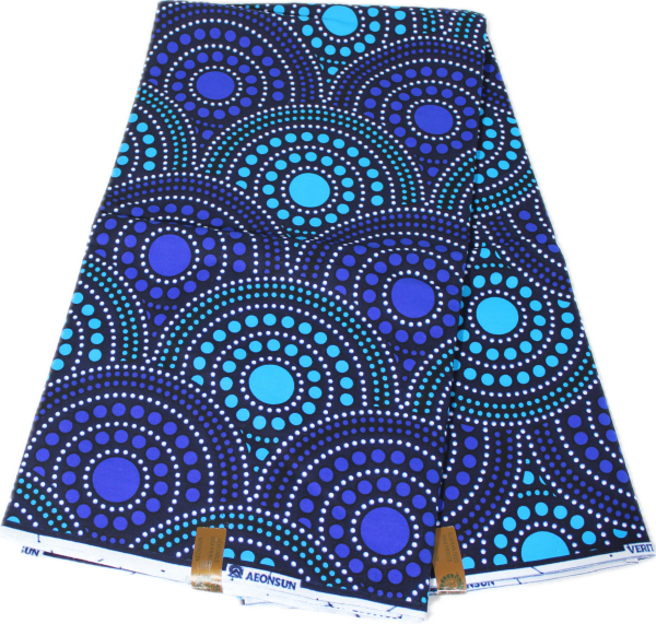 Wax au mètre - Mandala - Bleu/Blanc