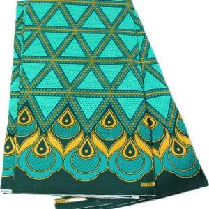 Wax pailleté au mètre - Bleu/Bleu turquoise/Or