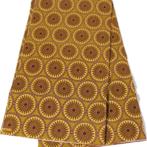 Wax pailleté au mètre - Mandala - Jaune/Marron/Or
