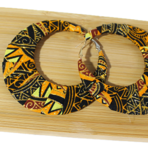 IMG_0834 Boucles d'oreilles en Wax pailleté - Orange/Jaune/Noir