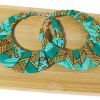 Boucles d'oreilles en Wax pailleté - Bleu turquoise/ Or