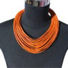 Collier en cordes de cuir superposées - Orange