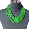 Collier en cordes de cuir superposées - Vert