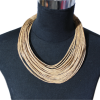 Collier en cordes de cuir superposées - Beige/blanc