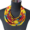 Collier en wax noué - multicolore orange