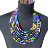 Collier en wax noué - multicolore et noir