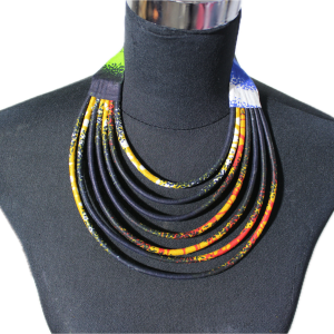 Collier en wax noué fin - noir