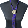 Collier de Perles – médaillon orné et franges - bleu