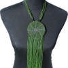 Collier de Perles - médaillon et franges - vert foncé