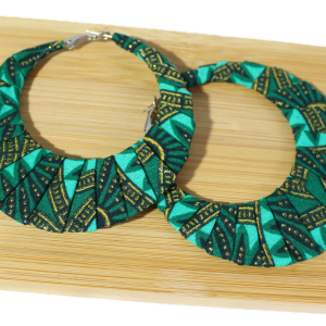 IMG_0883 Boucles d'oreilles en Wax pailleté - Bleu turquoise/ Bleu/ Or