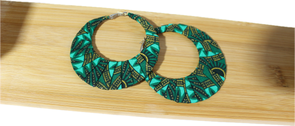 IMG_0883 Boucles d'oreilles en Wax pailleté - Bleu turquoise/ Bleu/ Or