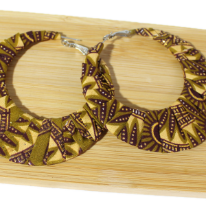 IMG_0884 Boucles d'oreilles en Wax pailleté - Jaune/Marron/Or