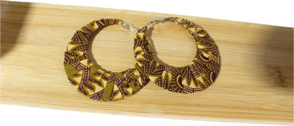 Boucles d'oreilles en Wax pailleté - Jaune/Marron/Or