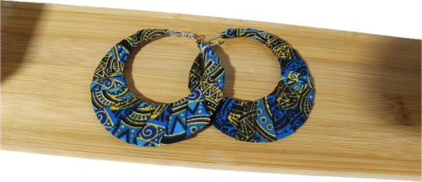 Boucles d'oreilles en Wax pailleté - Bleu/Noir/Or