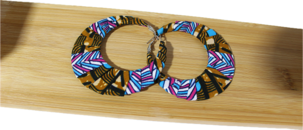 Boucles d'oreilles en Wax - Bleu/Marron/Rose