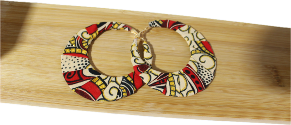 Boucles d'oreilles en Wax pailleté - Blanc/Rouge/Or