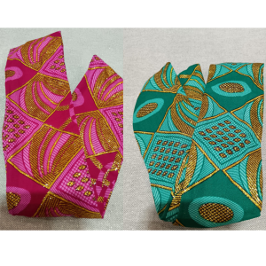 Bandeau court en wax pailleté à structure - Losanges - Plusieurs coloris
