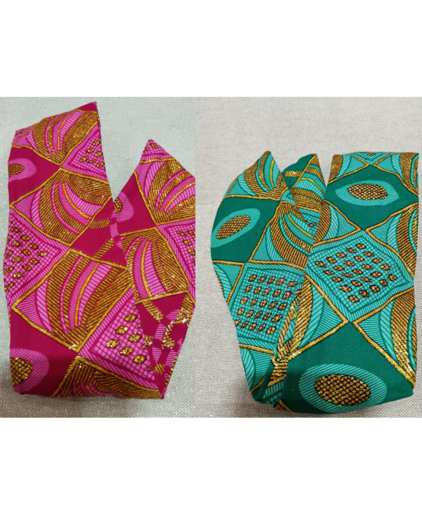 Bandeau court en wax pailleté à structure - Losanges - Plusieurs coloris