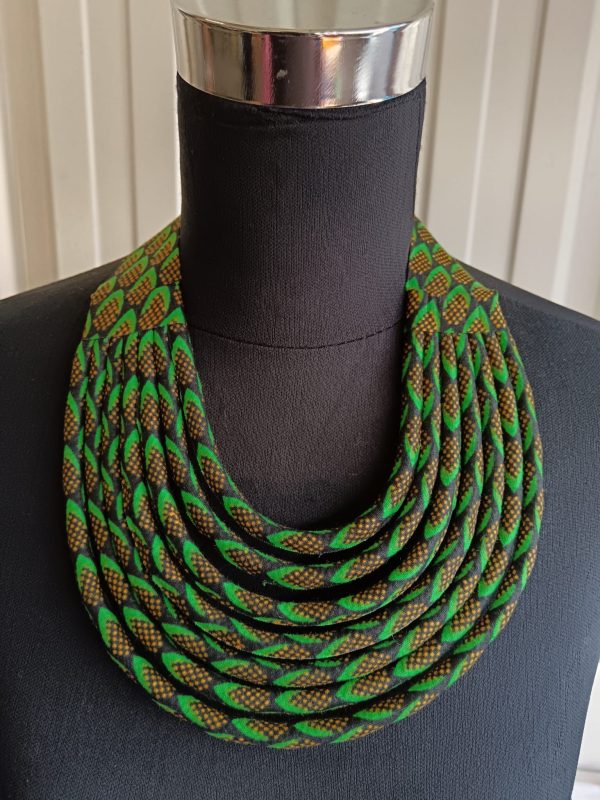 WhatsApp Image 2026-01-13 at 15.46.03 Collier en wax noué - Vert/Noir/Jaune