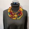 Collier en wax noué - multicolore orange