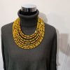 Collier en wax noué - jaune et marron