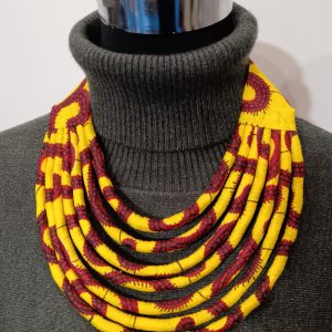Collier en wax noué - Jaune et Rouge