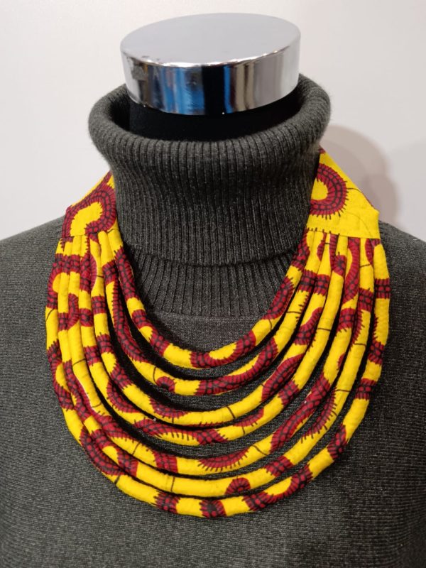 Collier en wax noué - Jaune et Rouge