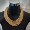 Collier en cordes de cuir superposées - Beige/blanc