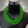 Collier en cordes de cuir superposées - Vert