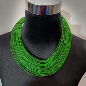 Collier en cordes de cuir superposées - Vert