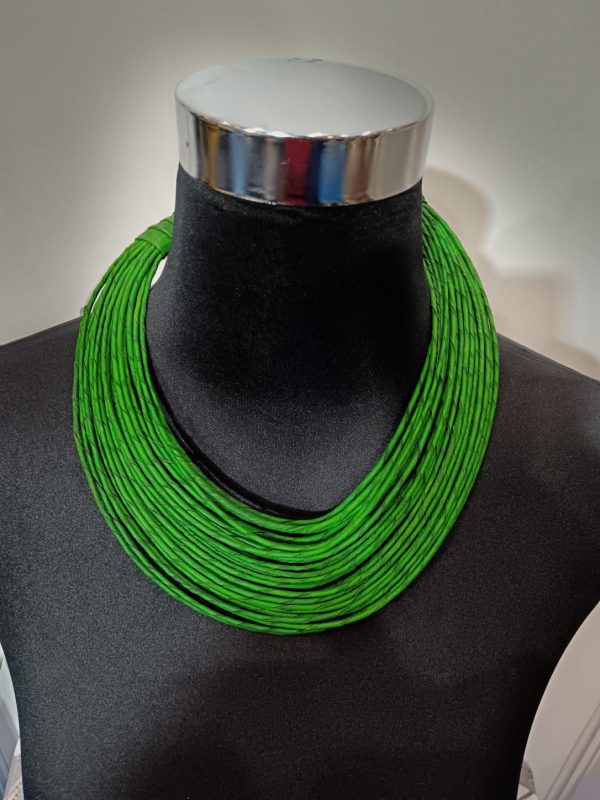 Collier en cordes de cuir superposées - Vert