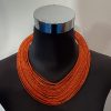 Collier en cordes de cuir superposées - Orange
