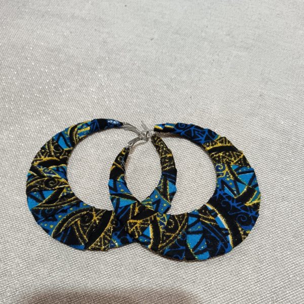 Boucles d'oreilles en Wax pailleté - Bleu/Noir/Or