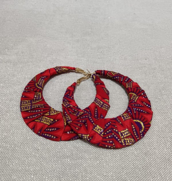 Boucles d'oreilles en Wax pailleté - Rouge/Or