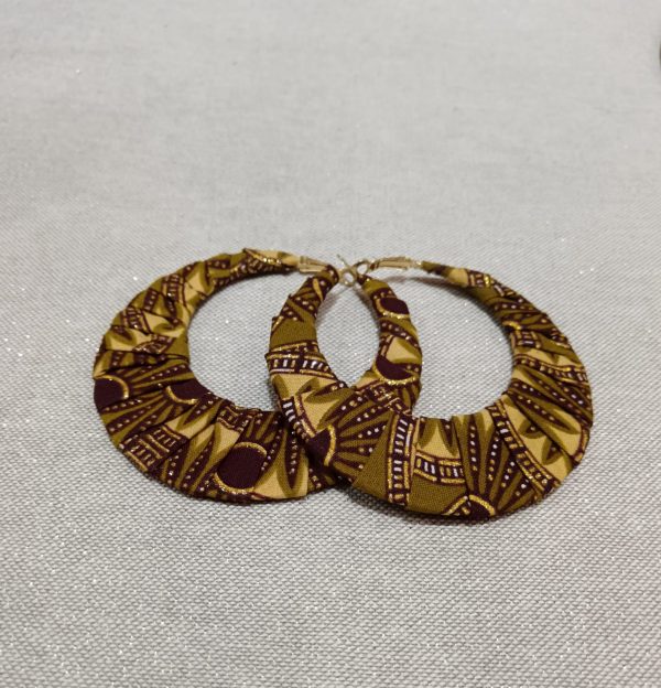 Boucles d'oreilles en Wax pailleté - Jaune/Marron/Or