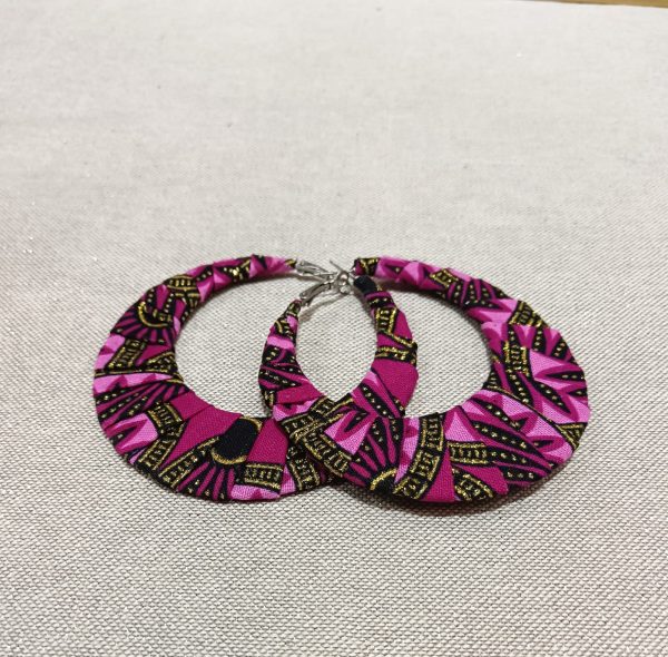 WhatsApp Image 2026-01-17 at 01.26.57 (3) Boucles d'oreilles en Wax pailleté - Rose/Fuchsia/ Or