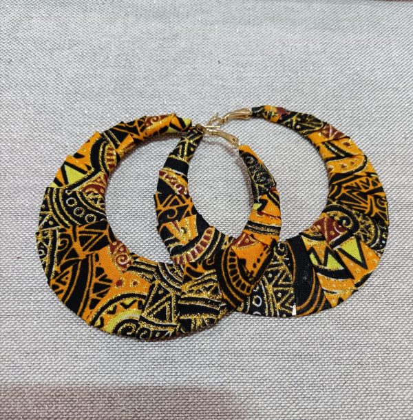 WhatsApp Image 2026-01-17 at 01.26.58 Boucles d'oreilles en Wax pailleté - Orange/Jaune/Noir