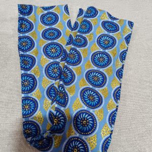 Bandeau court en wax pailleté à structure - Mandalas - Bleu/Or
