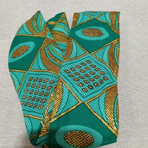 Bandeau court en wax pailleté à structure aluminium - Bleu turquoise/Or