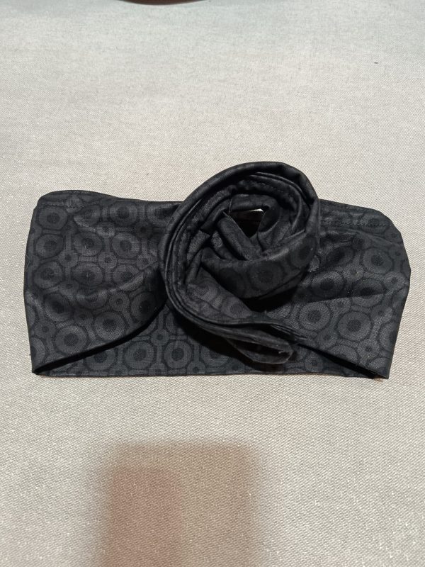 Bandeau Long en wax à structure - Ronds – Noir/Gris